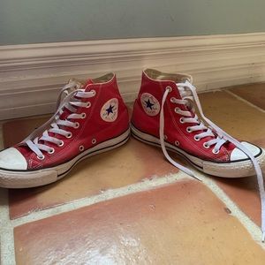 Red Converse high tops